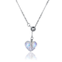 925 Sterling Silver Heart Crystal Necklace with Pendant